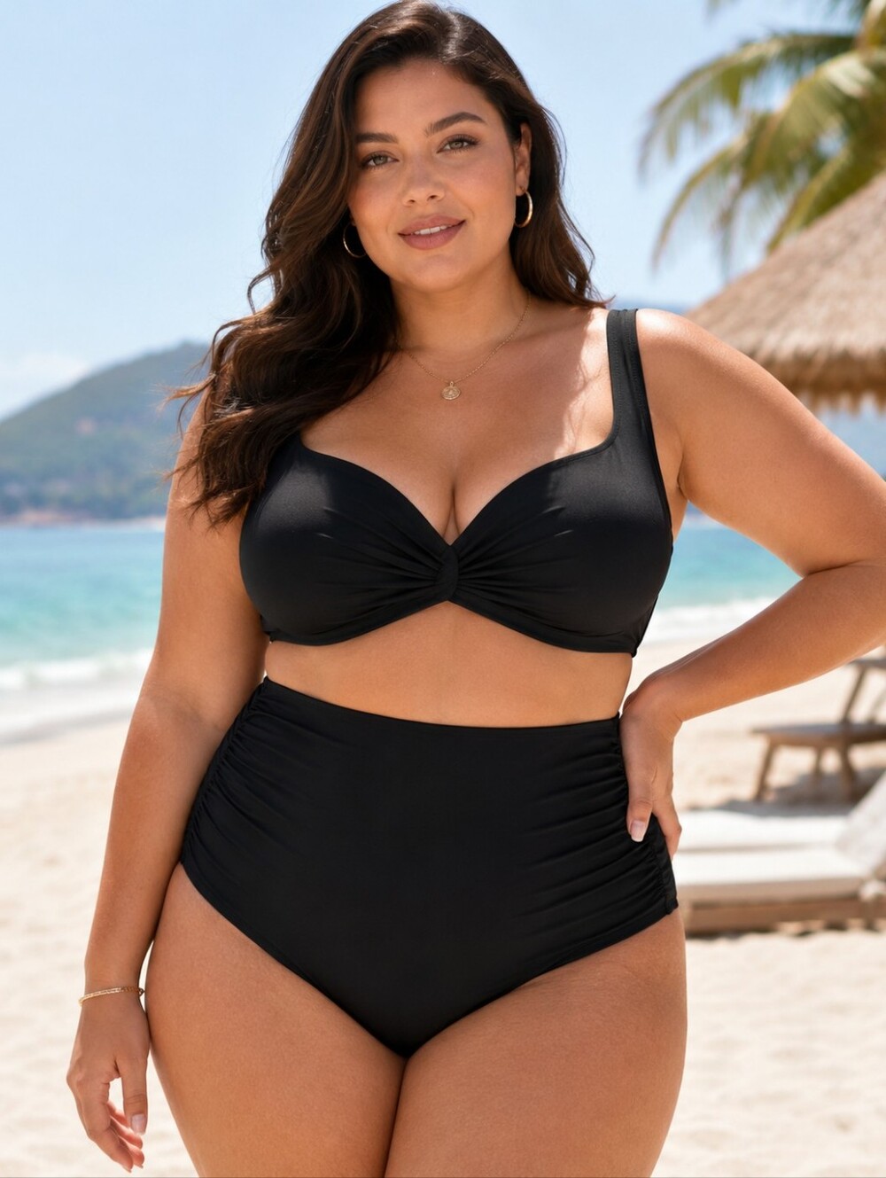 Empetua by Shapermint High-Waisted Control Bikini Bottom XL Black NWT Swim
